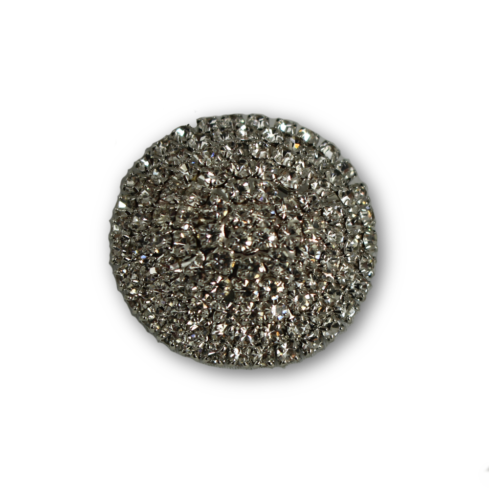 Bottone gioiello tondo piccolo colore Argento con strass cod. 26