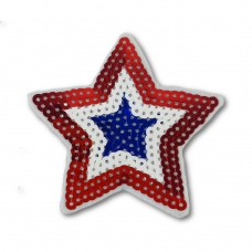Toppe termoadesive - stella con paillettes – rosso/blu – 5,8x6cm